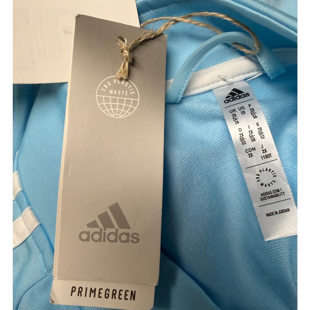 Adidas Track Jacket Womens 2X Blue 3 Stripe Full Zip Athletic Primegreen New - Picture 7 of 10